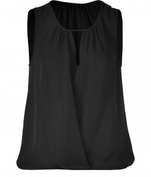 Ethereal and easy-to-wear, Theorys black silk tank is a wardrobe staple packed with pairing possibilities - Scoop neckline with cut-out and gathered detail, thick straps, elasticized hemline - Loose fit - Wear with a boyfriend blazer, a pencil skirt and heels to cocktails