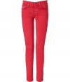 Inject a pop of color into your look with these ultra-chic skinny jeans from Seven for all Mankind - Five-pocket styling, zip fly, button closure, belt loops - Form-fitting, skinny leg - Pair with everything from modern knits and ankle boots to feminine tops and heels