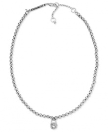 Lock of love. This necklace from Michael Kors is crafted from silver ion-plated steel with glass beads and a glass crystal padlock pendant for a tough-as-nails touch. Approximate length: 16 inches. Approximate drop: 1 inch.