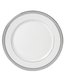 Well-suited for formal occasions, Mikasa's regal Platinum Crown dinnerware and dishes collection trims elegant white fine china with embossed platinum bands.