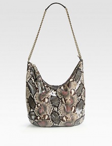 In captivating dark pink python this shoulder bag holds more than everyone's undivided attention.