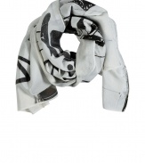 Wear a work of art this season in Each Others soft silk scarf, photo printed with street artist Alec Monopolys monochrome graffiti, for cutting-edge results guaranteed to make an impact - White stitched seams - Pair with urban-cool separates and monochrome accessories