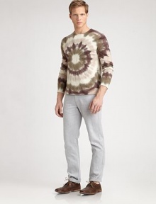 A rich blend of cotton, cashmere and wool, updated in a tie-dyed wash.Rolled crewneckLong sleevesPullover style49% cotton/45% cashmere/6% woolDry cleanImported