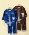 Two fantastically fun and supremely soft sets will have your baby boy looking absolutely adorable.