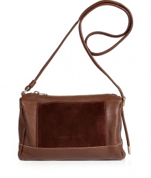 The perfect accent piece for an off-duty ensemble, this leather-and-suede crossbody bag from See by Chloe is effortlessly versatile - Small rectangular shape, top zip closure, long shoulder strap, logo embossed front suede panel, supple shiny leather - Wear with a printed mini dress, a loose knit cardigan, and peep-toe heels