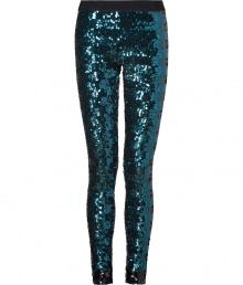 Shimmer into the new season in By Malene Birgers ultra chic sequined leggings, the perfectly glamorous staple for contemporary looks - Elasticized black waistline, black sequined cuffs - Extra form-fitting - Team with chunky knit sweaters and flats for work, or with billowing silk shirts and pin heels for cocktails