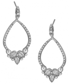 Refine your look with evening-ready accessories. Carolee's stunning gypsy hoop earrings shine with the addition of pave-set glass accents. Set in silver tone mixed metal. Approximate drop: 1-5/8 inches.