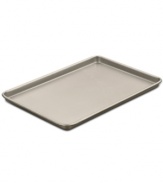 The best for your baked goods! Showoff your gourmet skills with this heavy-gauge aluminized steel baking sheet, which heats evenly and features a nonstick finish that knows when to let go & how to clean up quick & easy. A dishwasher-safe design eliminates any bother after baking, plus the thick rolled edges on the sheet prevent warping for a lifetime of use. Lifetime warranty.