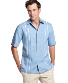 With this short-sleeved shirt from Cubavera you'll be the king of casual style.