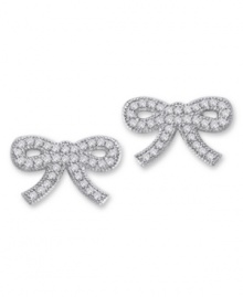 Wrap up your look with a ribbon on top! CRISLU's sparkling stud earrings feature a pretty ribbon shape decorated with round-cut cubic zirconias (1 ct. t.w.). Set in platinum over sterling silver. Approximate diameter: 1/4 inch.