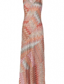 Ultra-stylish coral multicolor maxi dress - Make a statement in this chic dress thats super flattering and easy to wear - Luxurious patchwork print thats classic Missoni - Style with a cashmere throw, platforms, and a multi-layer necklace - Wear with ballet flats and a slim denim jacket for everyday chic