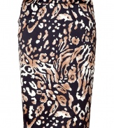 Chic black and frappe Zanzibar skirt from Steffen Schraut - This stylish animal print skirt will kick up your day or night look - All-over animal print with black background - Slim pencil silhouette - Wear with a sheer blouse, oversized cardigan, and strappy platform heels