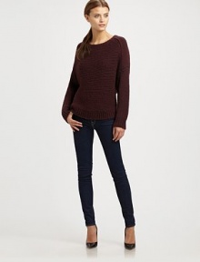 A chunky knit of mercerized cotton and mohair, styled in a shapely dropped-shoulder pullover.BoatneckDropped shouldersLong sleevesRibbed trimPullover styleAbout 22 from shoulder to hem70% acrylic/20% wool/10% mohairHand washImportedModel shown is 5'9½ (176cm) wearing US size Small.