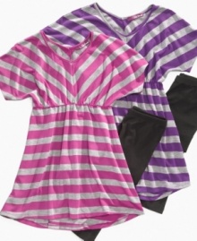 Sweet stripes! If she's looking for a look that's comfy and cute, she'll love this hi-low dress and leggings set from Epic Threads.