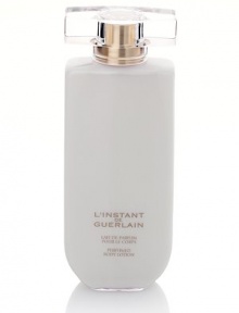 L'Instant de Guerlain Perfumed Body Lotion. Unexpected, enchanting and fresh, a fragrance inspired by unforgettable moments in a luxurious body lotion. Indulge yourself and enjoy the luminous, sparkling, sensual essence of citrus honey blended with magnolia and warm, sexy amber. 6.8 oz. 