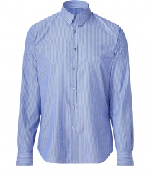 Infuse casual-cool into your off-duty look with this slim fit button down from PS by Paul Smith - Small spread collar, front button placket, button-detailed cuffs, rounded hem, all-over stripe print  - Style with chinos, a V-neck cardigan, and loafers