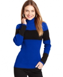 Cooler weather means it's turtleneck season! Update your collection with this charming colorblocked top from Style&co.