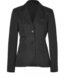 Perfect for dressing up workweek looks, Theorys black woven jacquard blazer is a sleek way to wear this seasons print trend - Notched lapel, long sleeves, buttoned front, front flap pockets - Tailored fit - Wear over sheath dresses, or with slim fit separates to work