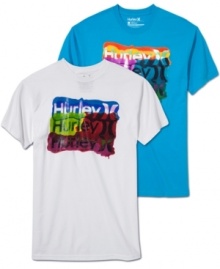 Let a little color into your life with this cool graphic tee from Hurley.