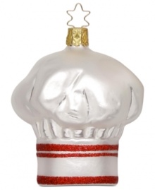 Inspired by the chefs who prepare countless meals during the holidays, this Inge-Glas ornament evokes a sentimental feeling with thoughts of family gatherings around a dinner table. Mouth-blown and hand-painted.