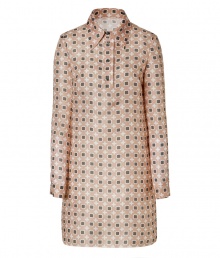 With a chic 1960s aesthetic, this printed skirt dress from Jil Sander Navy will amp up your workweek style - Spread collar, front button half-placket, long sleeves, tailored fit, all-over print - Pair with embellished ballet flats and a shoulder bag