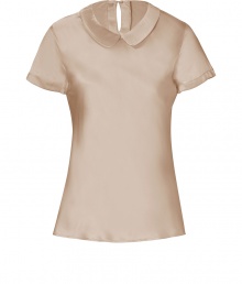 With its sweet round collar and glistening silk-satin, Steffen Schrauts short sleeve top is workweek essential packed with pairing possibilities - Round collar, short sleeves, slit with button closure at nape - Softly tailored fit - Wear with a pencil skirt and heels, or dress down with skinny jeans and your favorite flats