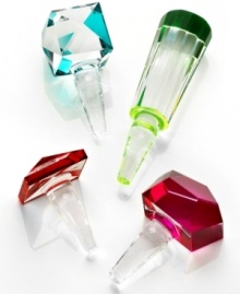 Put a stop to dull corks and screw tops. Jules Point wine stoppers function beautifully while looking fabulous in faceted candy-colored crystal by kate spade new york. A fun gift, each is engraved with a signature spade.