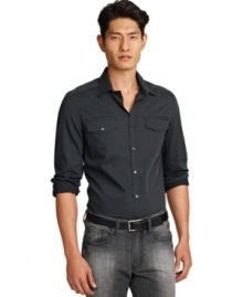 Subtle stripes add obvious style to this sleek Kenneth Cole New York button down shirt.