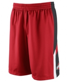 Get your game on while supporting your favorite NCAA team with these Ohio State Buckeyes basketball shorts featuring Dri-Fit technology from Nike.