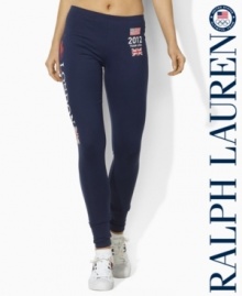 Designed in a season-spanning jersey knit with a hint of ultra-comfortable stretch, Ralph Lauren's essential legging is emboldened with country graphics, celebrating Team USA's participation in the 2012 Olympic Games.