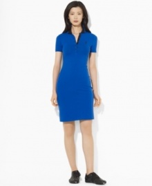 Lauren by Ralph Lauren's chic snapped placket and contrasting polo collar lend a modern edge to a timeless polo dress.