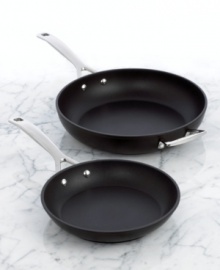 The workhorse of any working kitchen, Le Creuset's exceptional skillets are not just for frying. Forged from hard-anodized aluminum, then impact bonded, this pan is harder than stainless steel and features a healthy, PFOA-free nonstick coating, both inside and out. 10-year warranty.