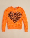 For the wild one in your brood, this cute burn-out shirt features a leopard print heart front and center.