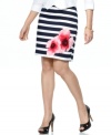 The season is in bloom, and so is this cheerful petite pencil skirt by Jones New York Signature. With a bright stripe and pink floral print, it's sure to become one of your favorite pieces for spring.