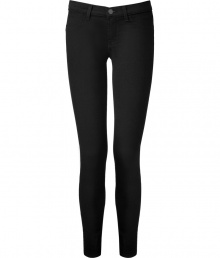 Sexy denim leggings are a versatile wardrobe must-have - Designed in black stretch cotton, these jeans are ultra-tight with narrow cut and low rise - Slim leg is perfect for ankle boots - Great for everyday looks -- from casual offices to chic parties-- with a chic silk blouse, blazer and bold accessories