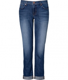 Perfectly washed in super soft denim, J Brand Jeans boyfriend jeans are a four-season staple perfect for giving your look that effortless-cool edge - Classic five-pocket style, zip fly, button closure, belt loops - Slouchy boyfriend fit - Wear rolled up with feminine silk tees, blazers and ankle boots