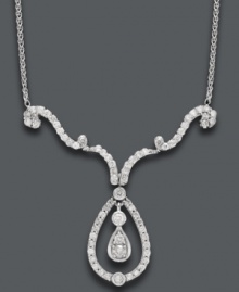 Accentuate any look with the appropriate necklace. This scrolling design shines with the addition of round-cut diamond (1 ct. t.w.) in a polished, 14k white gold setting. Approximate length (adjustable chain): 16 to 20 inches.