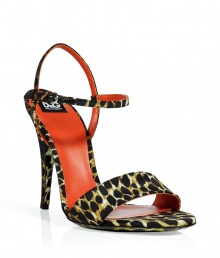 With a classic shape and a feisty leopard print, these D&G Dolce & Gabbana sandals bring sultry style- All-over leopard print, stiletto heel, ankle strap with buckle closure - Style with a figure-hugging cocktail dress or wide leg trousers and a sheer blouse