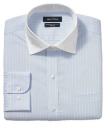 In a subtle pattern, this dress shirt from Nautica instantly updates your work-day style.