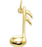 Hit the perfect note! This cute musical note charm is perfect for the aspiring musician. Crafted in polished 14k gold with a flat back. Chain not included. Approximate length: 4/5 inch. Approximate width: 2/5 inch.