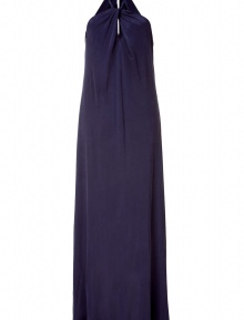 Bring instant chic to your day or night look with this ultra-flattering maxi dress from Tara Jarmon - Knotted front details, halter straps with back tie detail, draped silhouette - Pair with wedge heels and a statement clutch