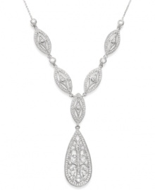 Shimmering style! Sparkling crystals and cubic zirconias (3/8 ct. t.w.) join together on this Y necklace from Eliot Danori. Set in silver tone mixed metal, it's a dazzling decorative detail for any special occasion. Approximate length: 16 inches + 2-inch extender. Approximate drop: 2 inches.