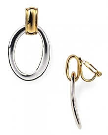 Silver and gold prove a chic combination on this pair of hoop earrings from Lauren by Ralph Lauren, featuring equestrian-inspired detailing.