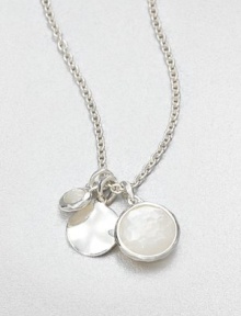 A set of three graduated pendants in faceted mother-of-pearl and sleek sterling silver on a link chain. Mother-of-pearlSterling silverLength, about 16 to 18 adjustable Lobster clasp closureImported 