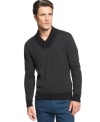 A nautical-inspired shawl collar sweater from INC International Concepts keeps your on-trend style afloat this fall.