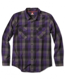 Attractively handsome plaid shirt by Quiksilver.