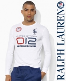 Adorned with bold country embroidery to celebrate Team USA's participation in the 2012 Olympics, a long-sleeved crewneck T-shirt is crafted in a trim, modern fit from breathable cotton jersey.