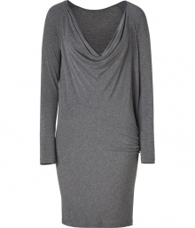 With its softly draped neckline and figure-hugging jersey, Donna Karans cocoon dress is a chic, feminine choice for contemporary daytime looks - Softly draped cowl neckline, raglan long sleeves, gathered side, contoured seams, pleated back yolk, tapered hemline - Loosely fitted top, form-fitting sleeves and skirt - Perfect for showcasing brightly tinted statement accessories