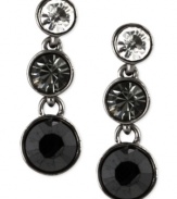 Circular shapes add to the appeal of these drop earrings from Givenchy. The pair is crafted from hematite-tone mixed metal with clear stone accents adding luster. Approximate drop: 1-1/2 inches.