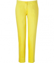 Liven up your new season wardrobe with Etros bright yellow ankle trousers - Flat front, side and back slit pockets, zip fly, button closure, slit ankles - Fitted - Wear with bright tops and fun flats